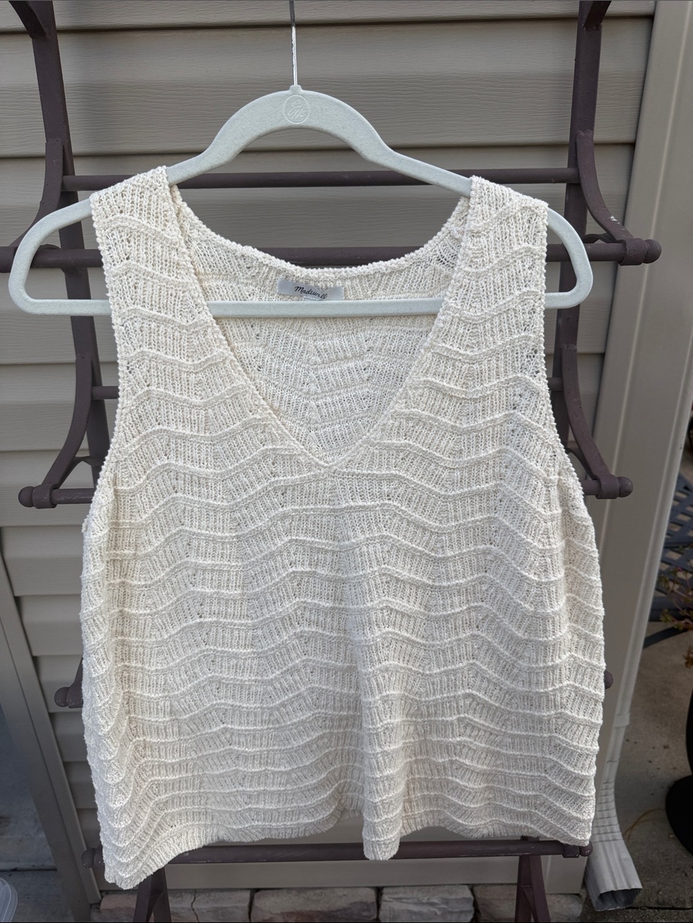 Madewell Lightweight Cream Crochet V-Neck Tank Top